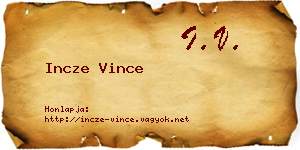 Incze Vince névjegykártya
